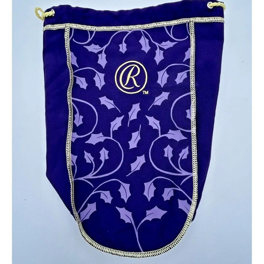 Crown Royal Christmas Holiday Holly Purple & Gold Drawstring Bag 11